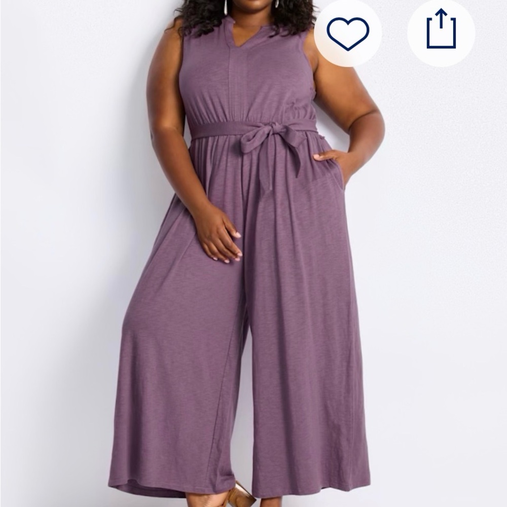 Market & Spruce Purple Tie-Waist Jumpsuit